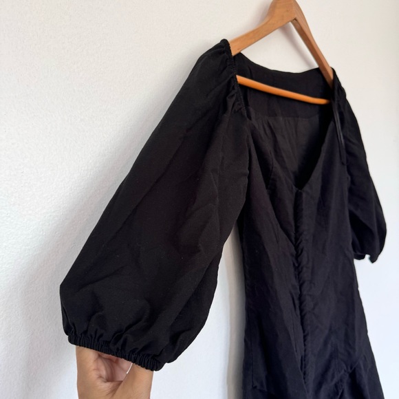 Zara Puff Sleeves Black Flare Corset Mini Dress Size M - Picture 7 of 10